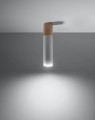 LAMPAMI - lampa biała z drewnem, lampa sufitowa biała, tuba sufitowa biała