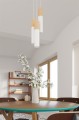 LAMPAMI - lampa biała z drewnem, lampa sufitowa biała, tuba sufitowa biała