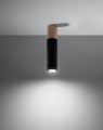 LAMPAMI - lampa czarna z drewnem, lampa sufitowa czarna, tuba sufitowa czarna