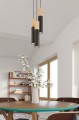 LAMPAMI - lampa czarna z drewnem, lampa sufitowa czarna, tuba sufitowa czarna