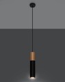 LAMPAMI - lampa czarna z drewnem, lampa nad stół czarna, lampa wisząca czarna