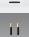 LAMPAMI - lampa czarna z drewnem, lampa nad stół czarna, lampa wisząca czarna