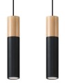 LAMPAMI - lampa czarna z drewnem, lampa nad stół czarna, lampa wisząca czarna