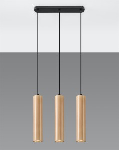 Lampa wisząca potrójna tuby sufitowe drewniane 3xGU10 LINO 3L