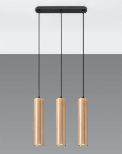 LAMPAMI - lampa drewniana, lampa nad stół drewniana, lampa wisząca tuby drewniana