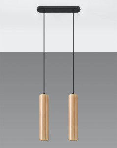 Lampa wisząca podwójna tuby sufitowe drewniane 2xGU10 LINO 2