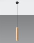 Lampa wisząca pojedyncza tuba sufitowa drewniana 1xGU10 LINO 1