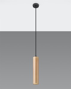 Lampa wisząca pojedyncza tuba sufitowa drewniana 1xGU10 LINO 1