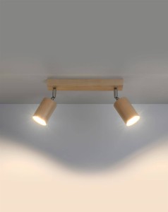 Lampa sufitowa z drewna regulowana podwójna spot BERG 2 naturalne drewno