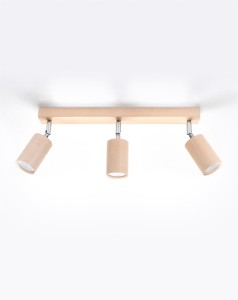 Lampa sufitowa z drewna regulowana podwójna spot BERG 3 naturalne drewno