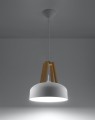 LAMPAMI - lampa wisząca biała z drewnem, lampa nad stół, żyrandol do jadalni