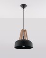 LAMPAMI - lampa sufitowa czarna z drewnem, żyrandol czarny z drewnem, fajne lampy do kuchni