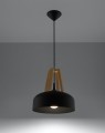 LAMPAMI - lampa sufitowa czarna z drewnem, lampa kuchenna, żyrandol czarny z drewnem, fajne lampy do kuchni