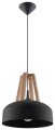 LAMPAMI - lampa sufitowa czarna z drewnem, żyrandol czarny z drewnem