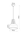 LAMPAMI - lampa sufitowa czarna z drewnem szkic