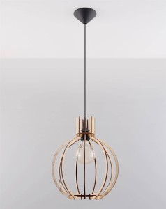 Drewniana lampa wisząca pojedyncza ARANCIA naturalne drewno