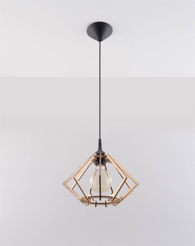LAMPAMI - lampa drewniana wisząca, żyrandol drewniany, żyrandol boho, lampa nad stół
