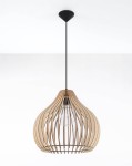 Drewniana lampa wisząca pojedyncza APRILLA naturalne drewno 