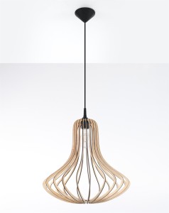 Drewniana lampa wisząca pojedyncza ELZA naturalne drewno