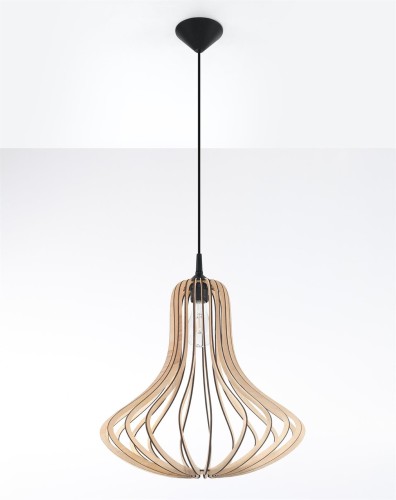 LAMPAMI - lampa drewniana wisząca, lampa do salonu, lampa z drewna, żyrandol boho