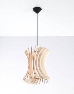 Drewniana lampa wisząca pojedyncza ORIANA naturalne drewno