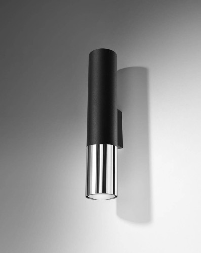 LAMPAMI - lampa ścienna tuba, kinkiet nowoczesny tuba czarna, nowoczesna lampa do salonu ścienna