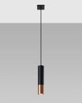 Lampa wisząca tuba sufitowa czarna z miedzianym pojedyncza 1xGU10 LOOPEZ 1