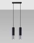 Lampa wisząca czarna z chromowym wykończeniem tuby sufitowe podwójne 2xGU10 LOOPEZ 2