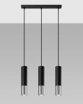 Lampa wisząca potrójna czarna z chromowym wykończeniem tuby sufitowe 3xGU10 LOOPEZ 3L 