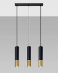 Lampa wisząca potrójna czarna ze złotym tuby sufitowe 3xGU10 LOOPEZ 3L