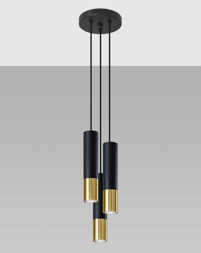 LAMPAMI - lampa wiszące tuby, lampa sufitowa czarny ze złotym, lampa nad stół