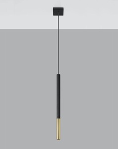 Lampa wisząca tuba sufitowa czarna ze złotym pojedyncza 1xG9 MOZAICA 1