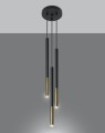 LAMPAMI - lampa czarna ze złotym, lampa tuby wiszące, czarna lampa wisząca tuby