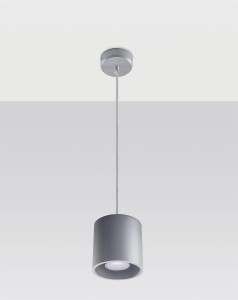 Szara lampa wisząca pojedyncza tuba sufitowa 1xGU10 ORBIS 1