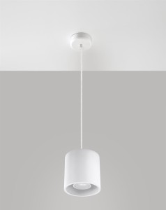 Biała lampa wisząca pojedyncza tuba sufitowa 1xGU10 ORBIS 1
