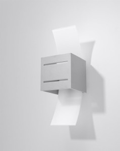 Nowoczesny kinkiet szary ze szkłem LORETO