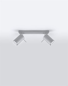 Szara lampa sufitowa regulowana listwa 2xGU10 plafon RING 2 spot 