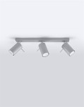 Szara lampa sufitowa regulowana listwa 3xGU10 plafon RING 3 spot