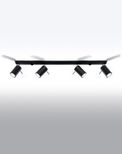 Czarna lampa sufitowa regulowana listwa 4xGU10 plafon RING 4L spot