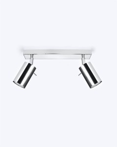 Srebrna lampa sufitowa regulowana listwa 2xGU10 chrom plafon RING 2 spot 