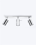Srebrna lampa sufitowa regulowana listwa 3xGU10 chrom plafon RING 3 spot 