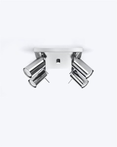 Srebrna lampa sufitowa regulowana 4xGU10 chrom plafon RING 4 spot