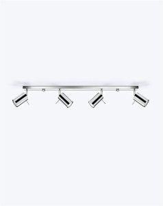 Srebrna lampa sufitowa regulowana listwa 4xGU10 chrom plafon RING 4L spot