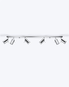 Srebrna lampa sufitowa regulowana listwa 6xGU10 chrom plafon RING 6L spot 