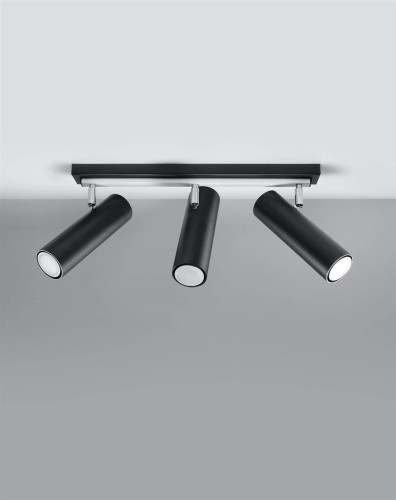 LAMPAMI - lampa sufitowa czarna, plafon nowoczesny, lampa tuby czarne do salonu