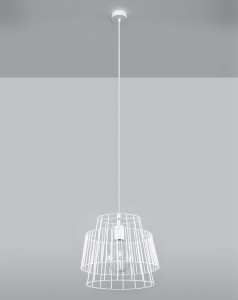 Biała lampa wisząca metalowa 130 cm 1xE27 GATE
