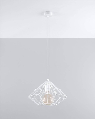 LAMPAMI - lampa sufitowa biała, lampa nad stół, lampa wisząca biała, lampa druciana sufitowa