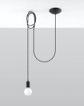 Czarna lampa wisząca pojedyncza 1xE27 EDISON 1 LONG