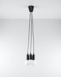 Czarna lampa wisząca potrójna 3xE27 DIEGO 3 