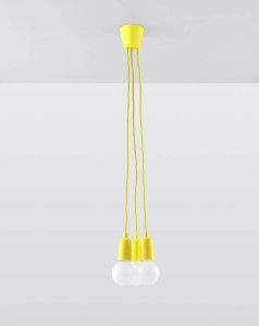 Żółta lampa wisząca potrójna 3xE27 DIEGO 3